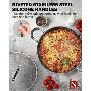 Cook N Home Pots and Pans Nonstick Kitchen Cookware Sets include Saucepan Frying Pan Stockpots 8-Piece, Heavy Gauge, Stay Cool Handle, Black