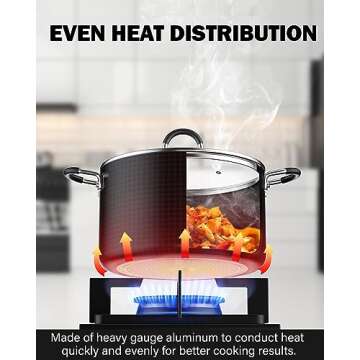 Cook N Home Pots and Pans Nonstick Kitchen Cookware Sets include Saucepan Frying Pan Stockpots 8-Piece, Heavy Gauge, Stay Cool Handle, Black