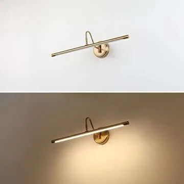 JOOSENLUX Dimmable Led Picture Lights 24.4'' Brass Golden-Like Hard-Wired Display Lighting for Paintings with Swing Arm Wall Mount Brief Metal Artwork Hallway Sconce Lamps 14W Warm White 3000K