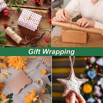 Shintop Jute Twine, 328 Feet 2ply Natural Twine String, Industrial Packing Materials Heavy Duty Twine for Arts and Crafts, Gift Wrapping and Gardening Applications