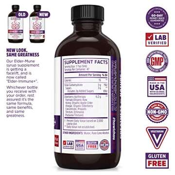 Zhou Nutrition Elder-Mune+ Syrup - Organic Black Elderbery Syrup for Adults, Immune Support Elixir w...