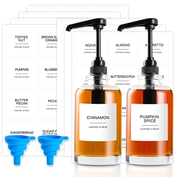 mustry Coffee Syrup Dispenser Set with Labels and Pumps