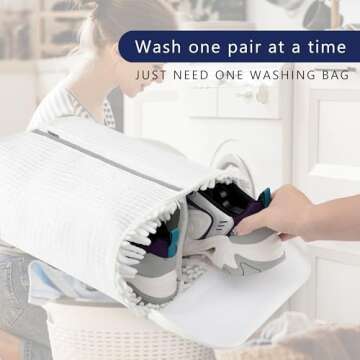 Huglist Shoe Washing Machine Bag - Dual Shoe Bag for Washing with Adjustable Shoe Trees, Laundry Sho...