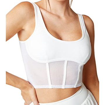 Mustcan Open Back Padded Built-in Sports Bra Longline Sports Bras Low Back Yoga Fitness Workout Crop...