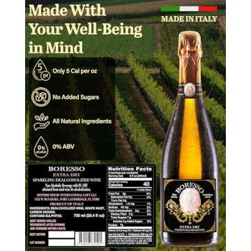 Boresso Extra Dry Non-Alcoholic Sparkling Wine Gift Box 750ml – Perfect Alcohol-Free Champagne Alt...