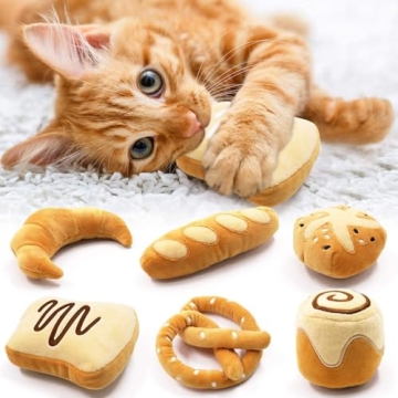 Bread Catnip Toys Cat Toys for Indoor Cats Interactive Toys for Cat Lover Gifts Kitten Chew Bite Kic...