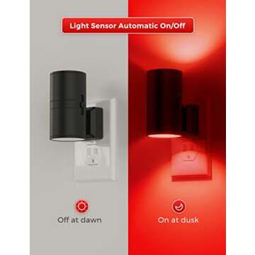L LOHAS LED Night Light, Red Night Light, Night Lights Plug into Wall, LED Night Lights with Light S...