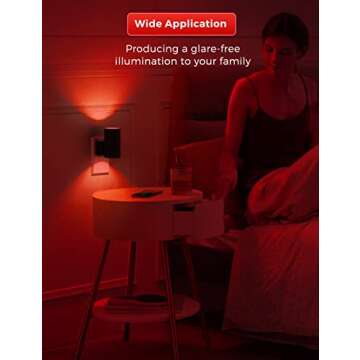 L LOHAS LED Night Light, Red Night Light, Night Lights Plug into Wall, LED Night Lights with Light Sensor, Sleep Aid Red, Dimmable Night Light for Christmas, Holiday Decor, Hallway, Bedroom, 2 Pack