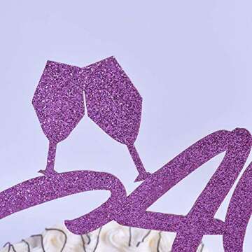 YUINYO 40 Cake Topper-40 & Sassy Cake Topper for 50th Birthday Wedding Anniversary Party Decorations (Purple)