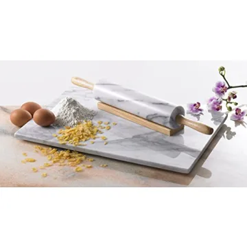 Creative Home White Marble Rolling Pin with Cradle