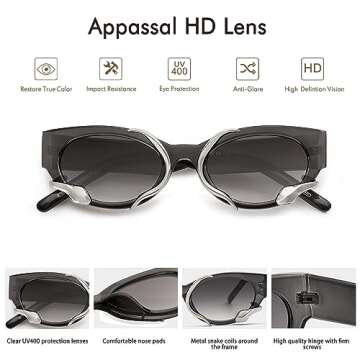 Appassal Trendy Snake Sunglasses for Women Men Vintage Cateye Y2k Sunnie AP3621,Grey/Grey/Silver Snake