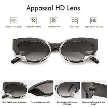 Appassal Trendy Snake Sunglasses for Women Men Vintage Cateye Y2k Sunnie AP3621,Grey/Grey/Silver Snake