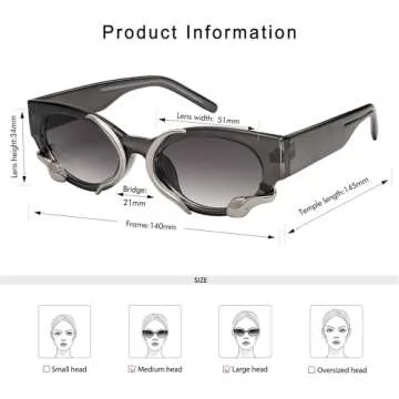 Appassal Trendy Snake Sunglasses for Women Men Vintage Cateye Y2k Sunnie AP3621,Grey/Grey/Silver Snake