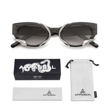 Appassal Trendy Snake Sunglasses for Women Men Vintage Cateye Y2k Sunnie AP3621,Grey/Grey/Silver Snake