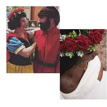 Vividsun Women Flower Crown Floral Headpiece Festival Wedding Hair Wreath Floral Crown (Red)