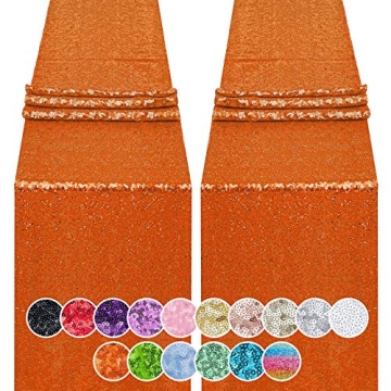 Hahuho Orange Sequin Table Runner for Weddings and Events