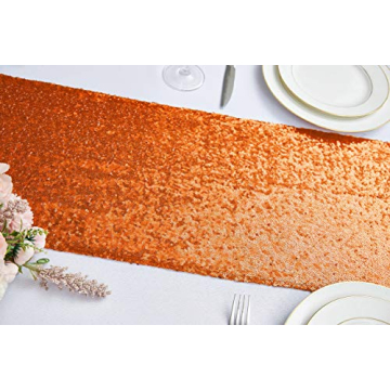 Hahuho Orange Sequin Table Runner for Weddings and Events