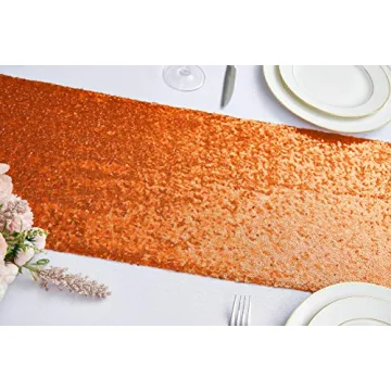 Hahuho Orange Sequin Table Runner for Weddings and Events