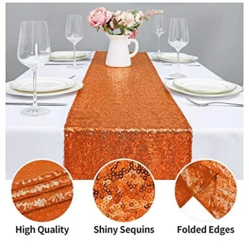 Hahuho Orange Sequin Table Runner for Weddings and Events