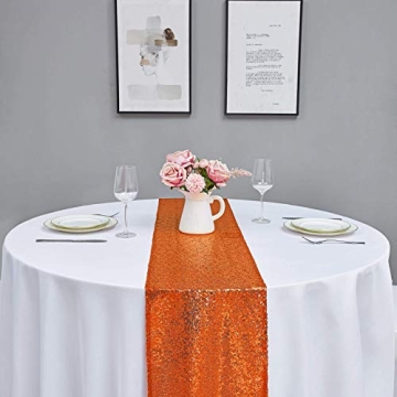 Hahuho Orange Sequin Table Runner for Weddings and Events