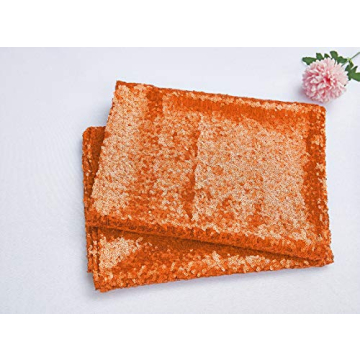 Hahuho Orange Sequin Table Runner for Weddings and Events