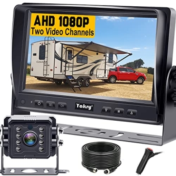 Yakry RV Backup Camera Plug and Play - No Delays 7 Inch HD 1080P Rear View Camera with IR Night Visi...