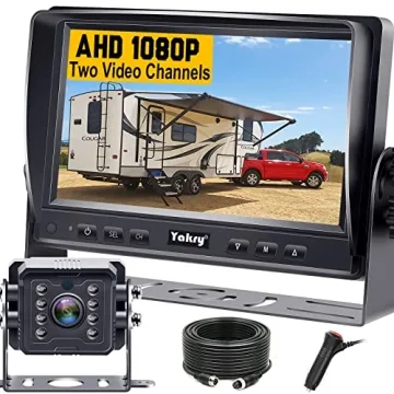 Yakry RV Backup Camera Plug and Play - No Delays 7 Inch HD 1080P Rear View Camera with IR Night Visi...