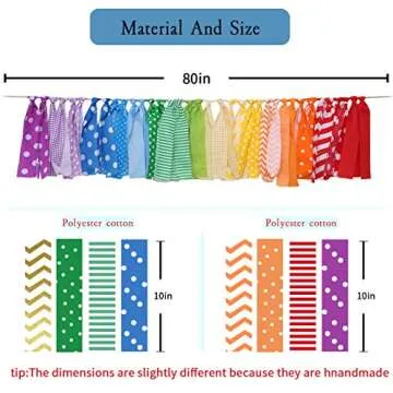 Rainbow Background Banner for Party Decor - Colorful Striped Garland Fabric, Birthday Party Banner, ...