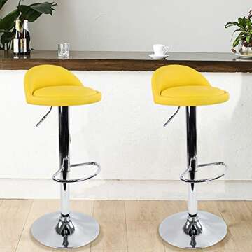 KKTONER PU Leather Round Bar Stool with Back Rest Height Adjustable Swivel Pub Chair Home Kitchen Ba...