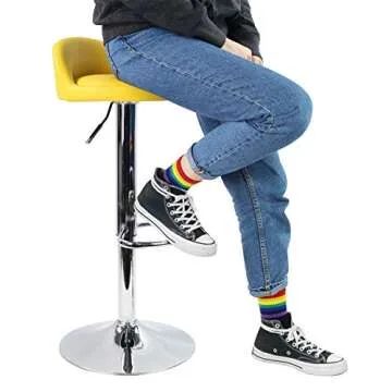 KKTONER PU Leather Round Bar Stool with Back Rest Height Adjustable Swivel Pub Chair Home Kitchen Bar stools Backless Stool with Footrest (Yellow)