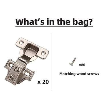 DecoBasics 5/8" Overlay Full Overlay Soft Close Cabinet Hinges for Kitchen Cabinets (20 PCS)- 105° ...