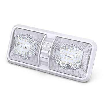 Leisure LED 5 Pack RV LED Ceiling Double Dome Light Fixture ON/OFF Switch Interior Lighting for Car/RV/Trailer/Camper/Boat DC 11-18V Natural White 4000-4500K 48X2835SMD (Natural White 4000-4500K, 5)