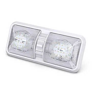 Leisure LED 5 Pack RV LED Ceiling Double Dome Light Fixture ON/OFF Switch Interior Lighting for Car/RV/Trailer/Camper/Boat DC 11-18V Natural White 4000-4500K 48X2835SMD (Natural White 4000-4500K, 5)