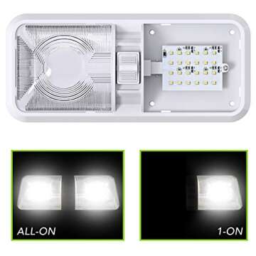 Leisure LED 5 Pack RV LED Ceiling Double Dome Light Fixture ON/OFF Switch Interior Lighting for Car/RV/Trailer/Camper/Boat DC 11-18V Natural White 4000-4500K 48X2835SMD (Natural White 4000-4500K, 5)
