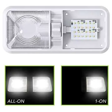 Leisure LED 5 Pack RV LED Ceiling Double Dome Light Fixture ON/OFF Switch Interior Lighting for Car/RV/Trailer/Camper/Boat DC 11-18V Natural White 4000-4500K 48X2835SMD (Natural White 4000-4500K, 5)