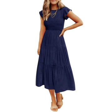 Chic and Versatile Flutter Sleeve Midi Dress for Effortless Style
