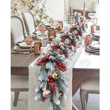 DearHouse 6Ft Artificial Christmas Pine Garland Winter Greenery Garland for Holiday Season Mantel Fi...