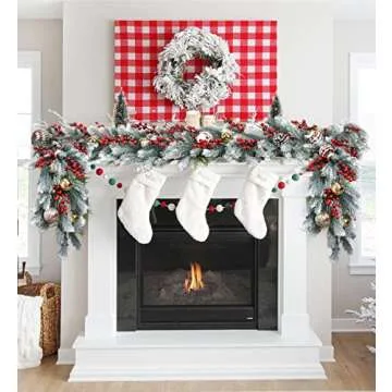DearHouse 6Ft Artificial Christmas Pine Garland for Holiday Decor