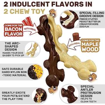 SIHRMIU 2 Pack Dog Chew Toys for Aggressive Chewers,Boredom and Stimulating Best Dog Toys for Medium/Large Breed,Tough Almost Indestructible Dog Bones for Teeth Cleaning and Training