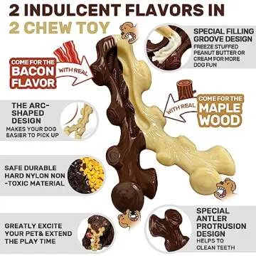 SIHRMIU 2 Pack Dog Chew Toys for Aggressive Chewers,Boredom and Stimulating Best Dog Toys for Medium/Large Breed,Tough Almost Indestructible Dog Bones for Teeth Cleaning and Training