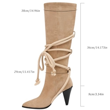 YIYA Beige Knee High Suede Boots for Women