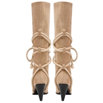 YIYA Beige Knee High Suede Boots for Women
