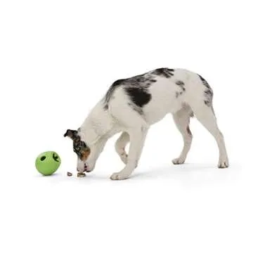 WEST PAW Zogoflex Rumbl Treat-Dispensing Dog Toy – Interactive Slow-Feeder Chew Toy for Dogs – Dog Enrichment Toy – for Moderate Chewers, Fetch, Catch – Holds Kibble, Treats (Jungle Green, Small)