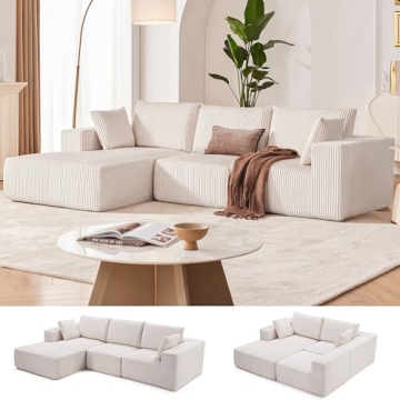 Weture 108” Modular Sectional Sofa, Cloud Sectional Couch with Deep Seat, Modern Modular L-Shape S...