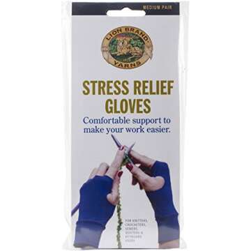 Lion Brand Yarn 400-5-1302 Stress Relief Gloves, 1-Pair, Medium, Blue