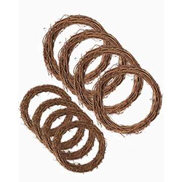Sntieecr 8 PCS 2 Sizes Natural Grapevine Wreath Rings, Rattan Vine Branch Door Wreath Hoop for DIY Craft Holiday Wedding Party and Christmas Decors (6inch & 8inch)