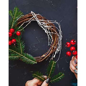 Sntieecr 8 PCS 2 Sizes Natural Grapevine Wreath Rings, Rattan Vine Branch Door Wreath Hoop for DIY Craft Holiday Wedding Party and Christmas Decors (6inch & 8inch)