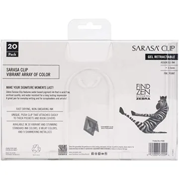 Zebra Sarasa Clip 0.5mm Gel Pens, 20 Colors, Great for Writing