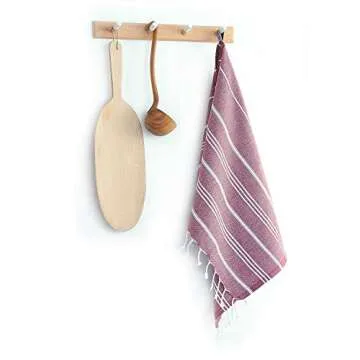 Cacala 100% Turkish Cotton Kitchen Tea Towels, Highly Absorbent Luxury Soft Quick Drying Dish Towel with Hanging Loop for Gym, Yoga, Bath, Sports, Cleaning and Kitchen (23 x 36), Burgandy