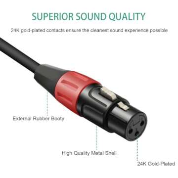 JOMLEY Mini XLR to XLR Cable,XLR Female to Mini XLR Male Microphone Audio Cable for Blackmagic Pocket 4K Camera Video Assist 4K - 1ft